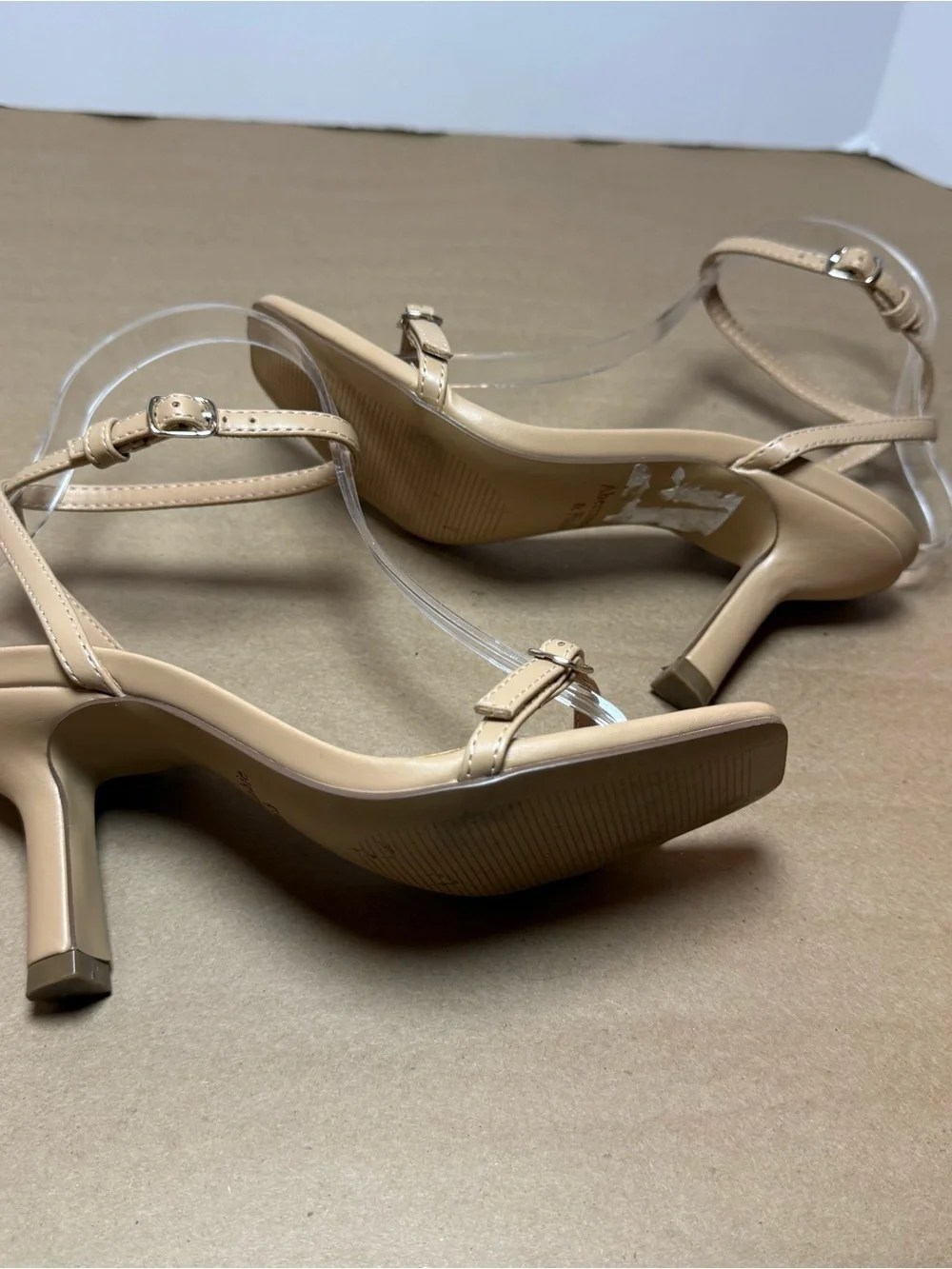 Abercrombie & Fitch Nude Beige Strappy Mid-Heel Sandals